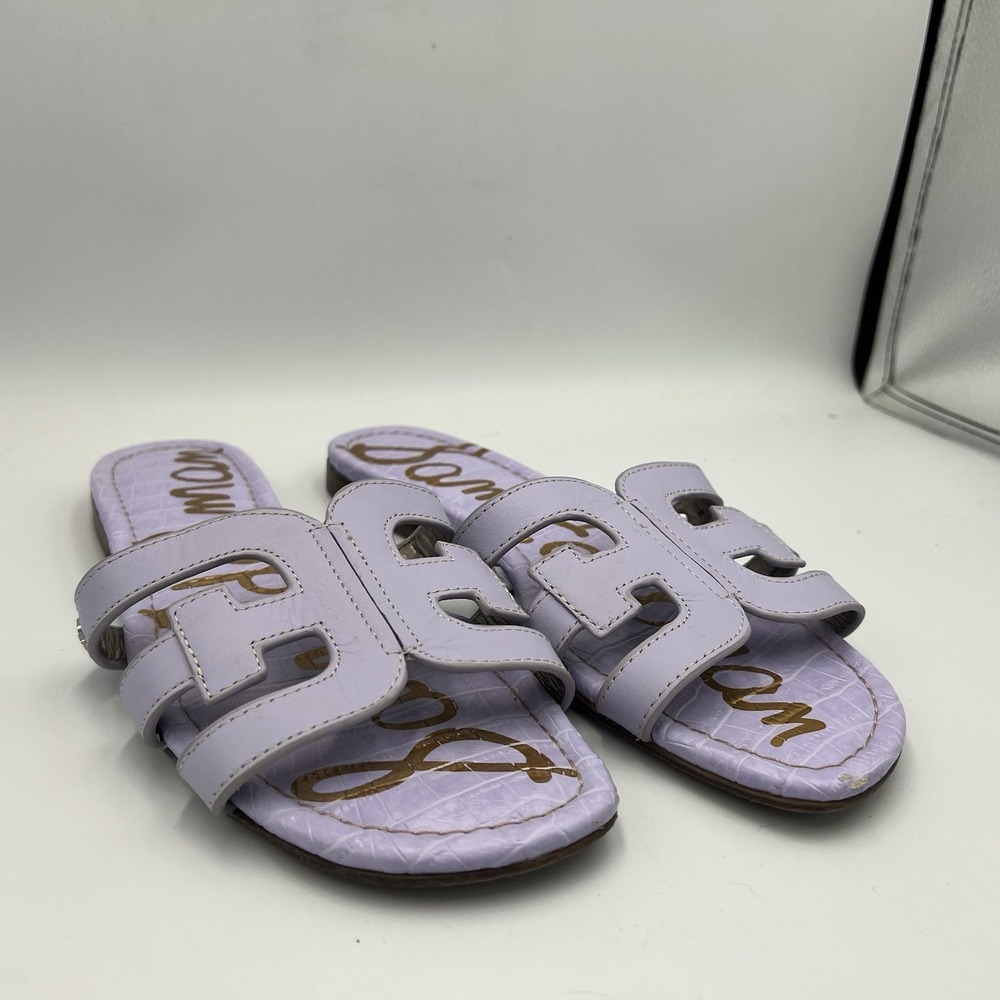 Sam Edelman Leather Bay‎ Slide Sandals Pastel Purple Lavender Crocodile Size 8M